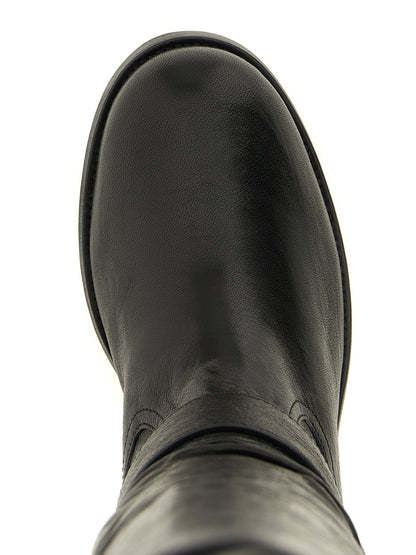 Jimmy Choo Botas Hasta La Rodilla Biker KB - Piel Negra Texturizada