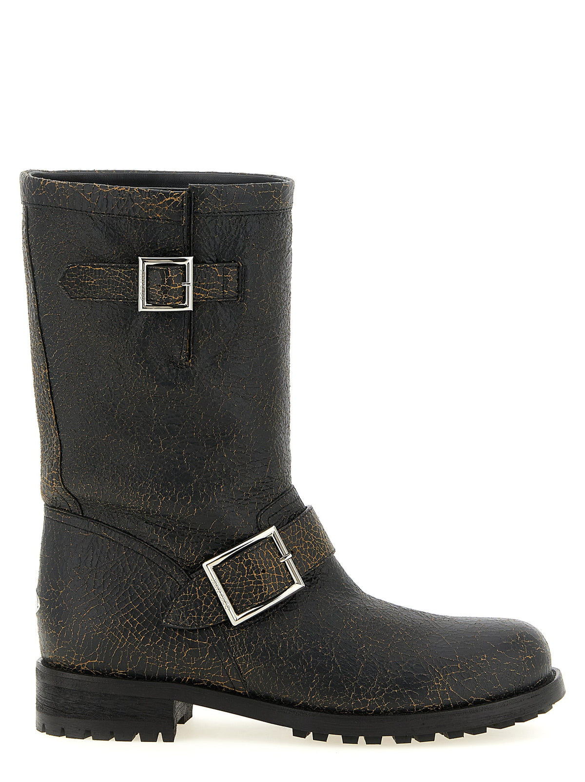Jimmy Choo Bottines en Cuir Noir Collection Biker Mid