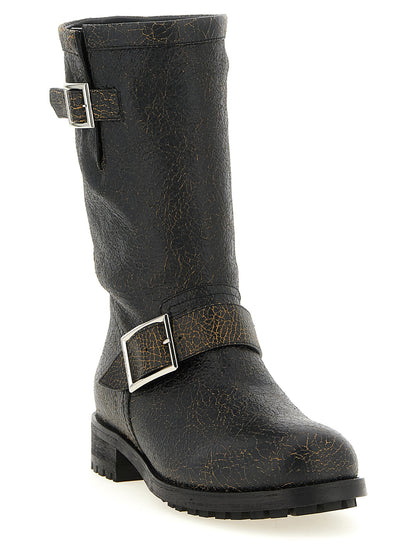 Jimmy Choo Bottines en Cuir Noir Collection Biker Mid