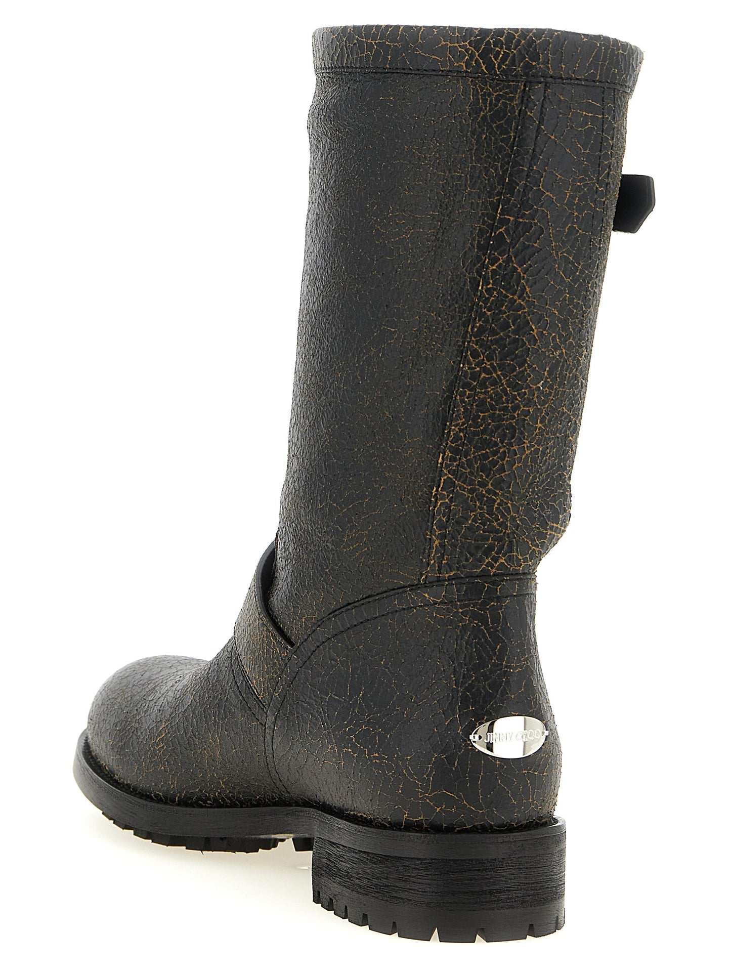 Jimmy Choo Bottines en Cuir Noir Collection Biker Mid