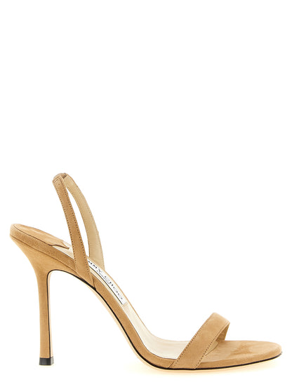 Jimmy Choo Sandales en cuir beige avec talon aiguille