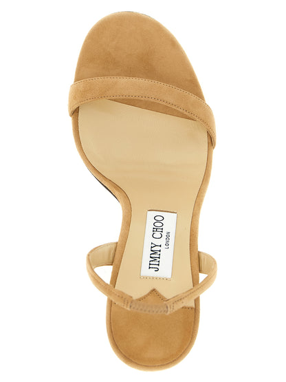 Jimmy Choo Sandales en cuir beige avec talon aiguille