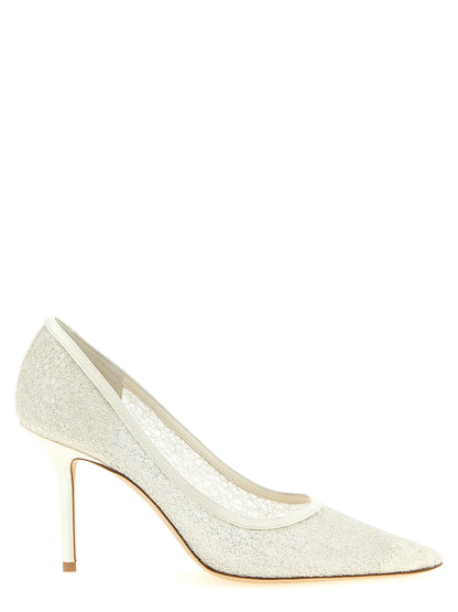 Jimmy Choo Pumps in Shiny White Tencel with High Heels