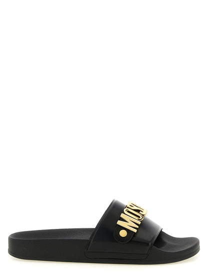 Zapatillas Moschino De Pvc Estilo Slide De Color Oro