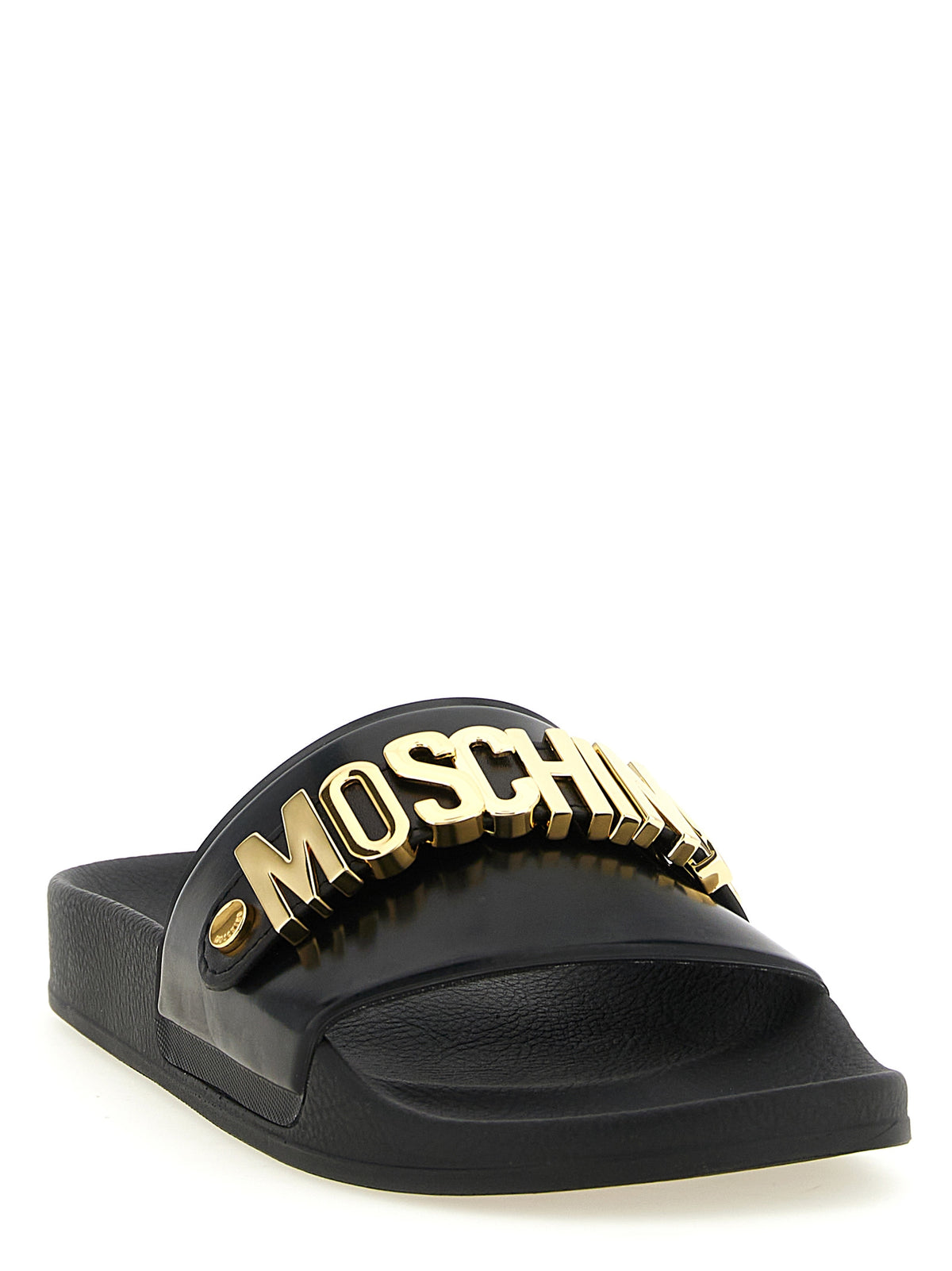 Zapatillas Moschino De Pvc Estilo Slide De Color Oro