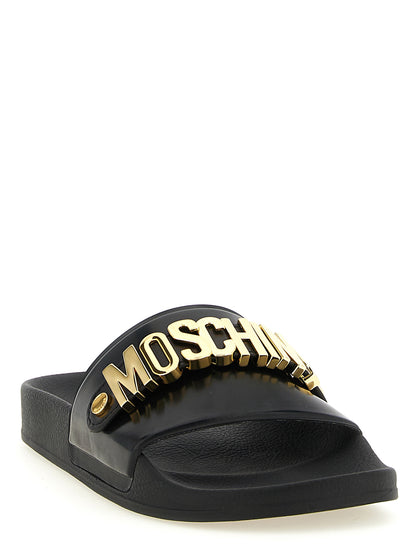 Zapatillas Moschino De Pvc Estilo Slide De Color Oro
