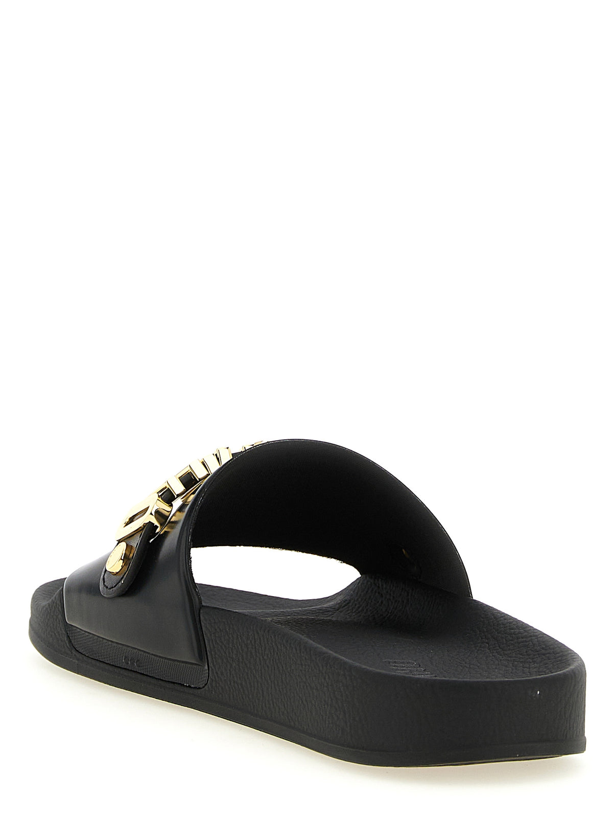 Zapatillas Moschino De Pvc Estilo Slide De Color Oro