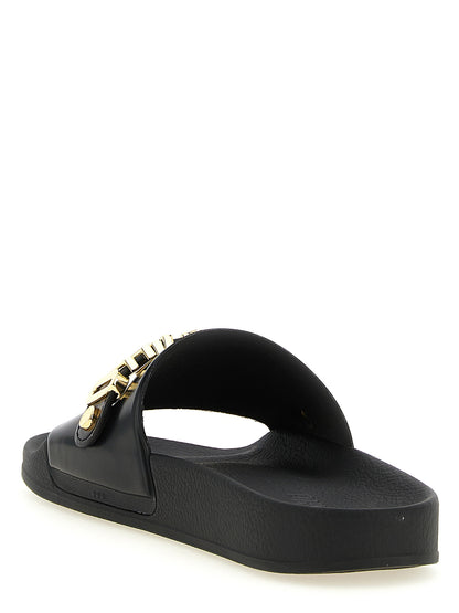 Zapatillas Moschino De Pvc Estilo Slide De Color Oro