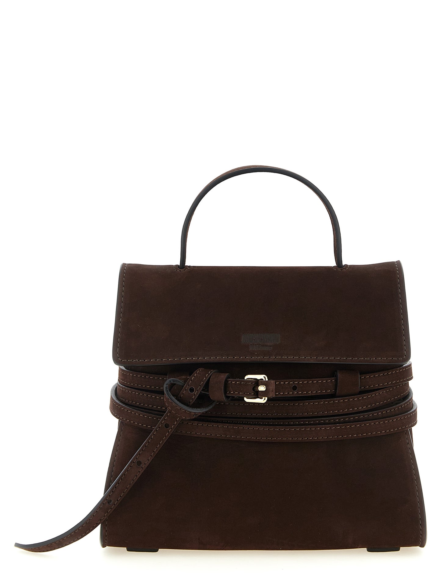 Bolso Moschino de piel de becerro marrón