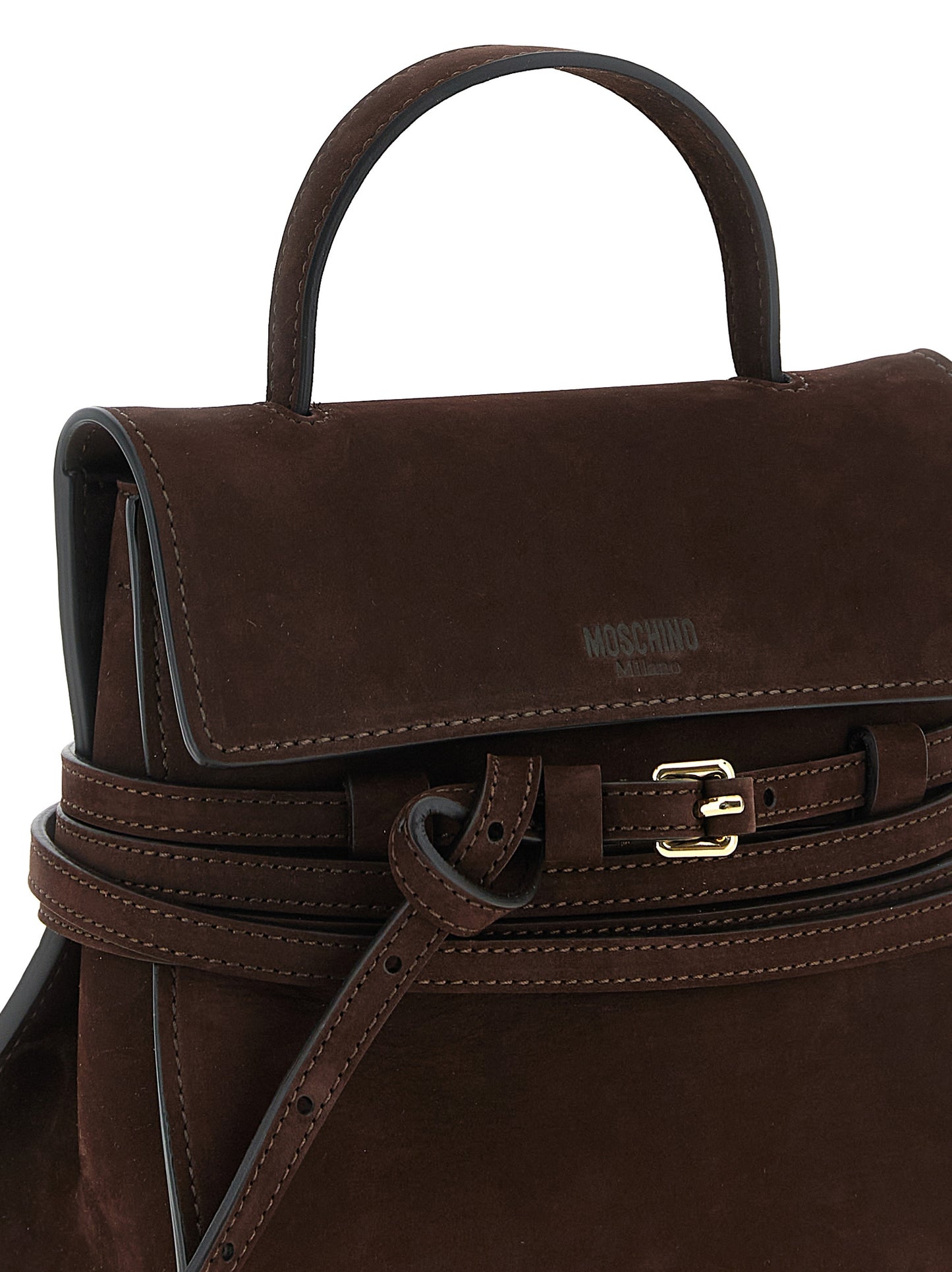 Bolso Moschino de piel de becerro marrón