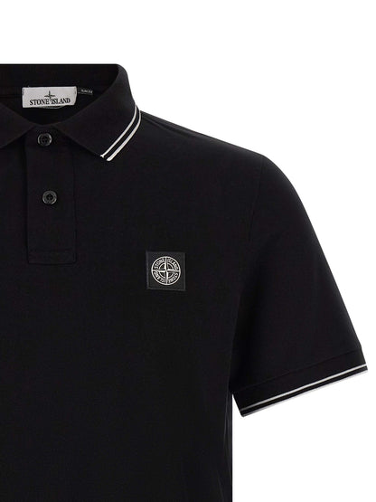 Stone Island Versatile Black Cotton Polo Shirt