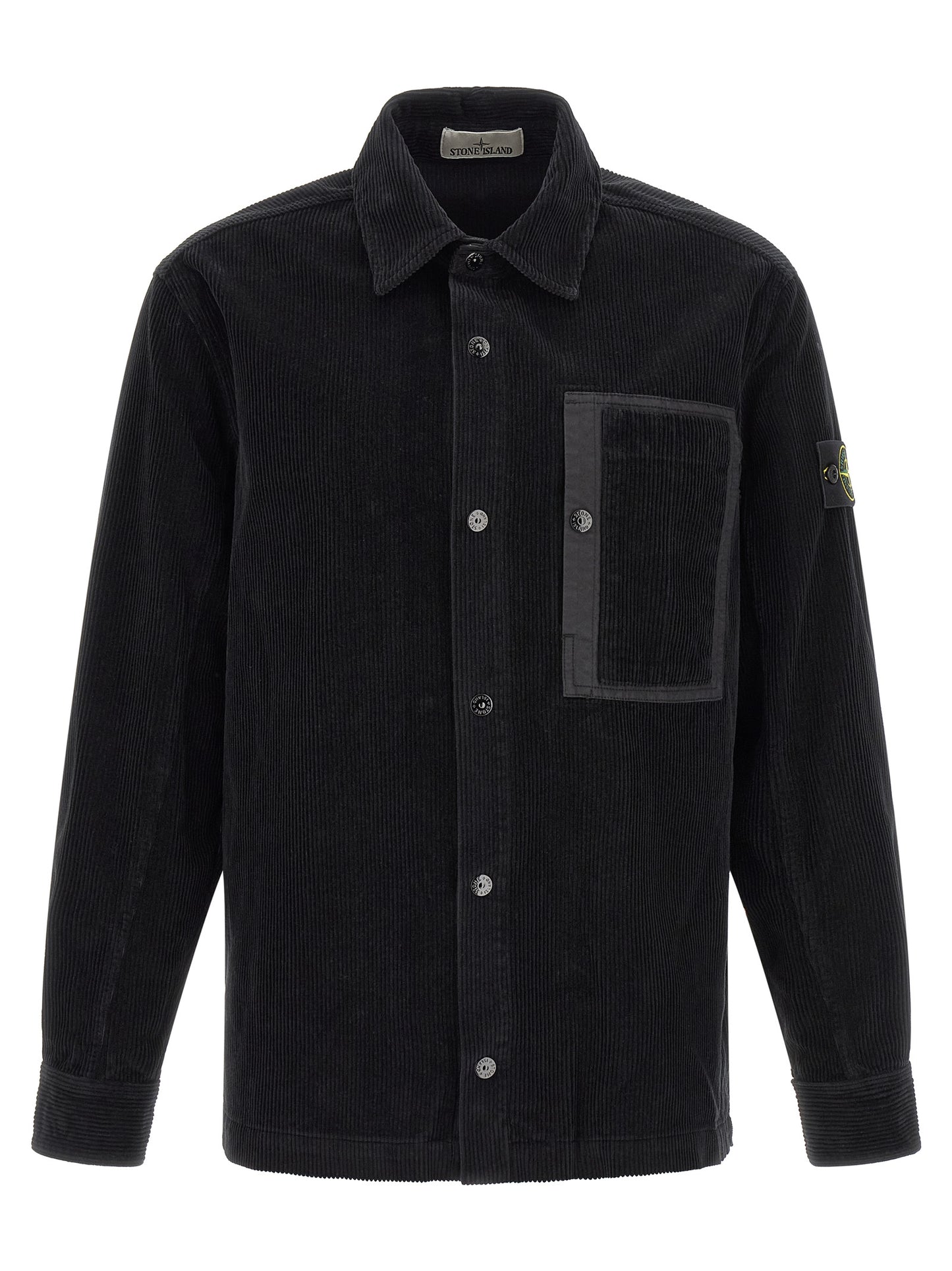 Overshort Stone Island De Pana Negra Con Ajuste Regular