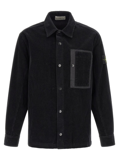 Overshort Stone Island De Pana Negra Con Ajuste Regular