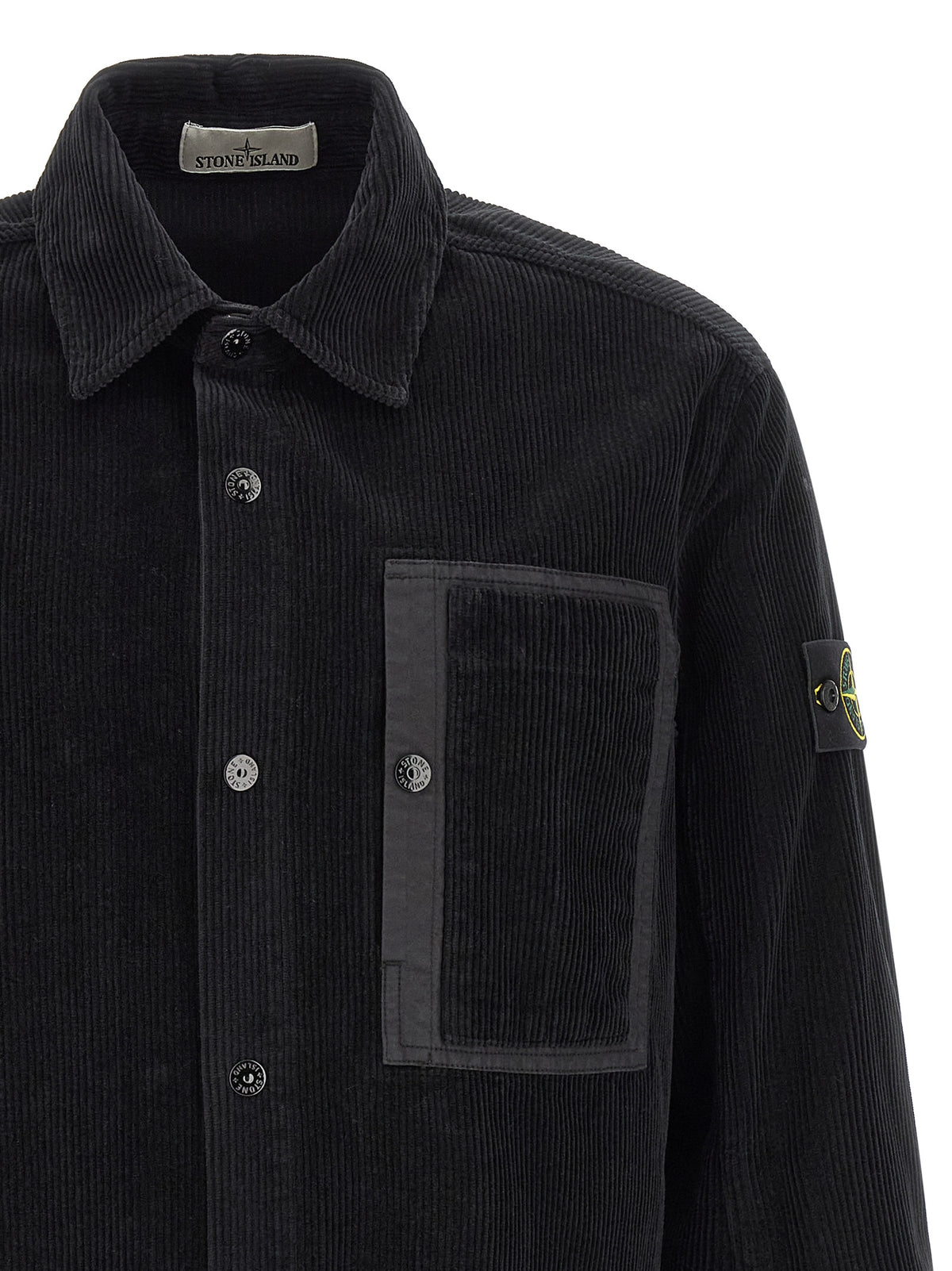 Overshort Stone Island De Pana Negra Con Ajuste Regular