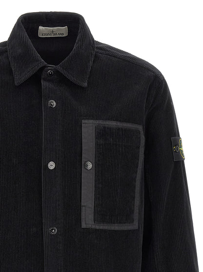 Overshort Stone Island De Pana Negra Con Ajuste Regular
