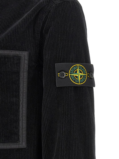 Overshort Stone Island De Pana Negra Con Ajuste Regular