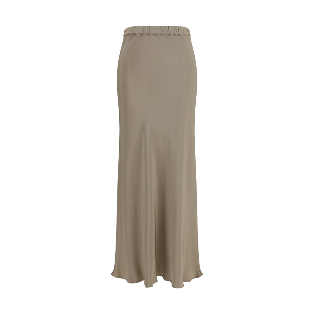 Max Mara Falda Larga de Seda Beige