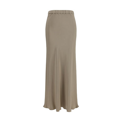 Max Mara Falda Larga de Seda Beige