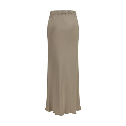 Max Mara Falda Larga de Seda Beige