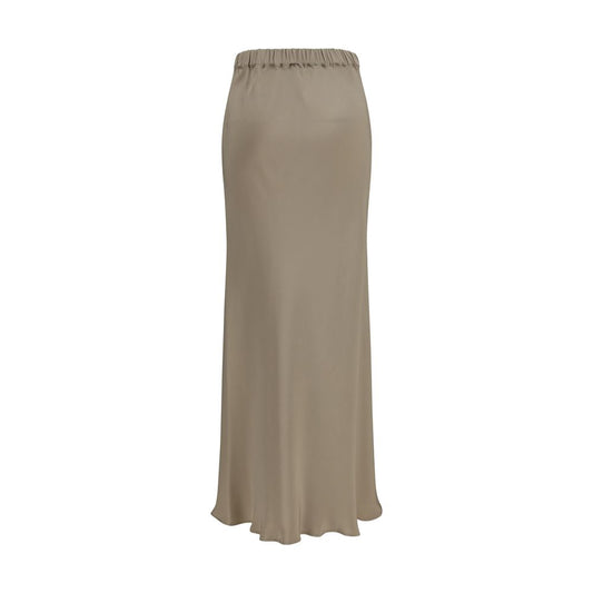 Max Mara Falda Larga de Seda Beige