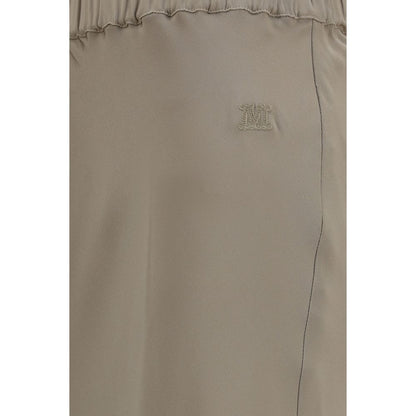 Max Mara Falda Larga de Seda Beige