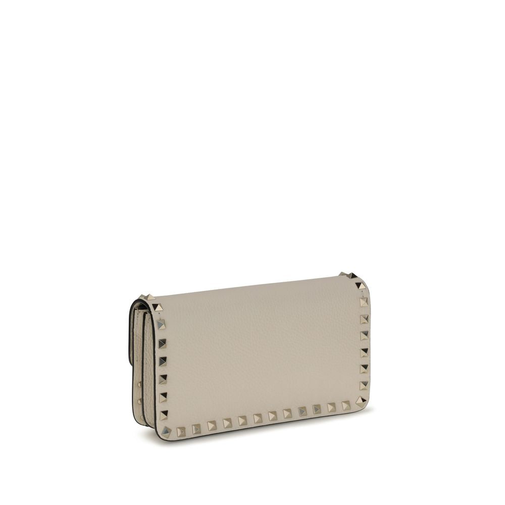 Porte-monnaie Valentino Garavani en veau Bos Taurus beige