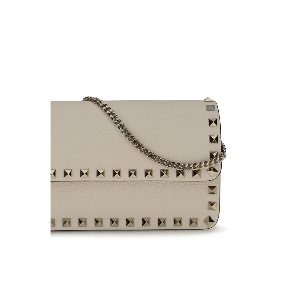 Porte-monnaie Valentino Garavani en veau Bos Taurus beige