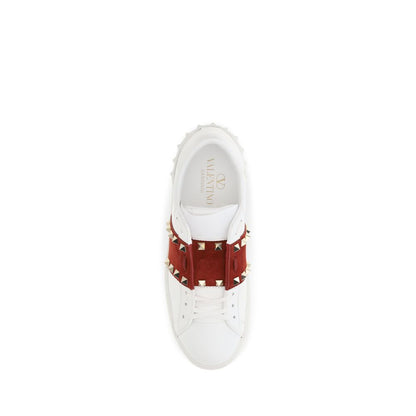 Valentino Garavani White Calfskin Low-Top Sneakers Bos Taurus