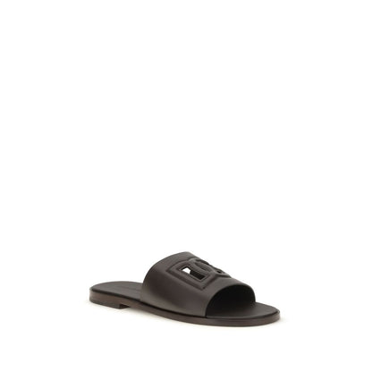 Sandalias planas Dolce & Gabbana de piel de becerro marrón Bos Taurus
