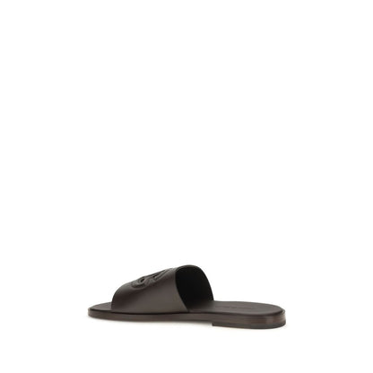 Sandalias planas Dolce & Gabbana de piel de becerro marrón Bos Taurus