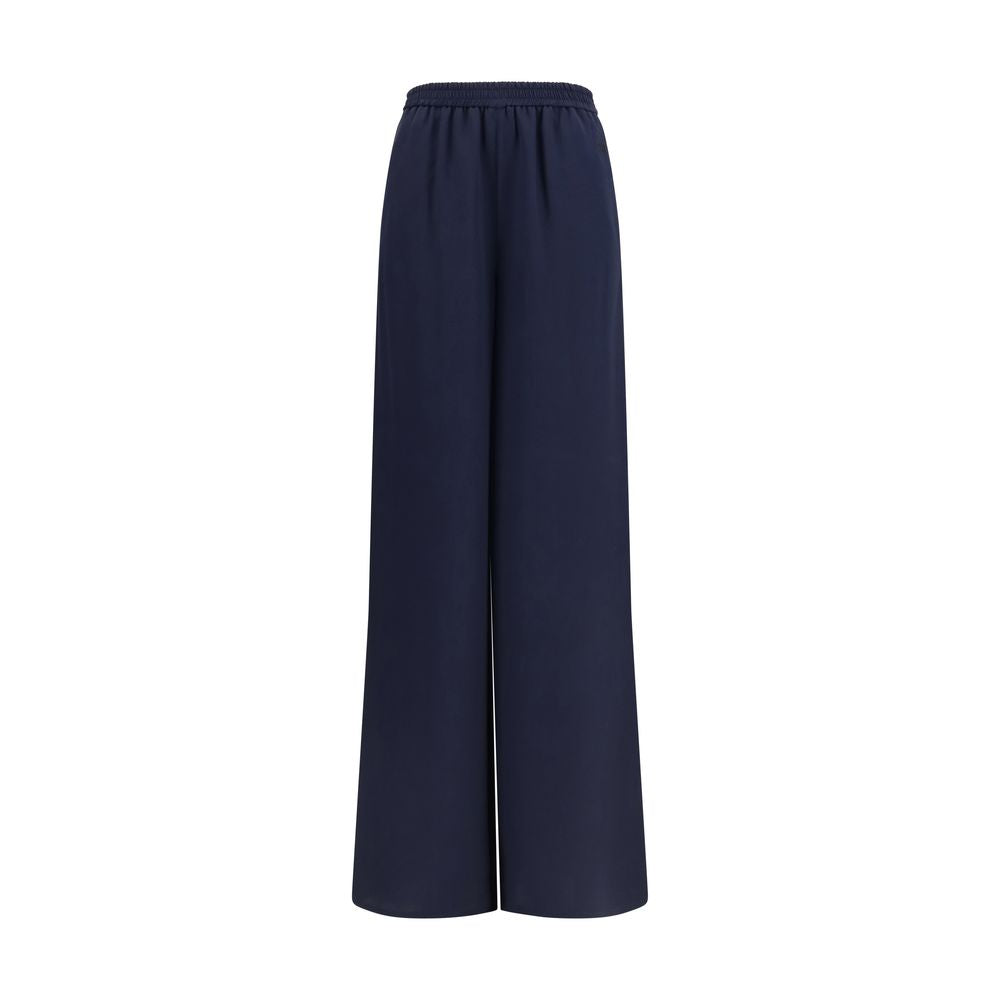 Pantalones casuales de seda azules Max Mara