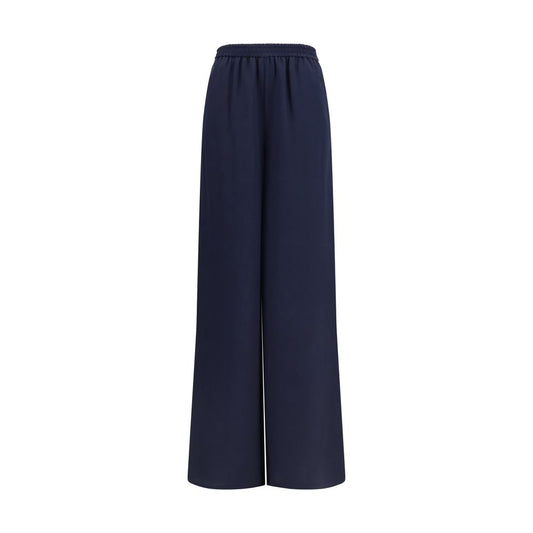 Pantalones casuales de seda azules Max Mara