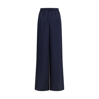 Pantalones casuales de seda azules Max Mara