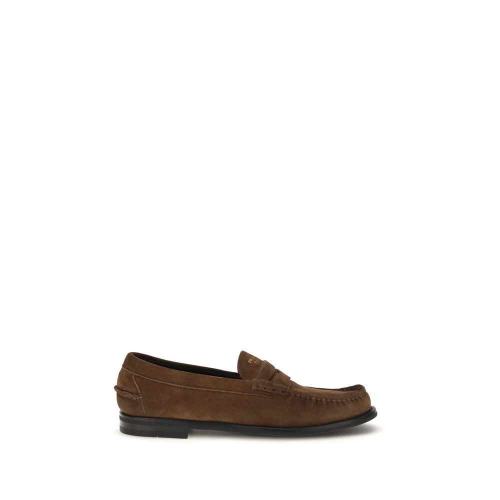 Mocasines Prada de ante marrón sin cordones