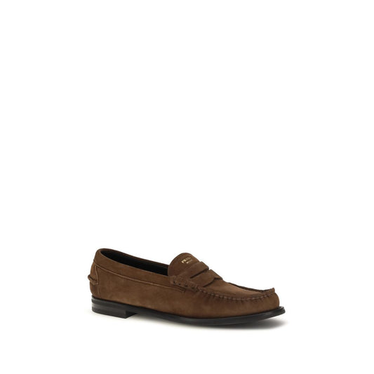 Mocasines Prada de ante marrón sin cordones