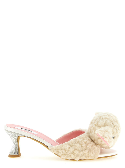 Moschino Mules de Lana Virgen Blancas