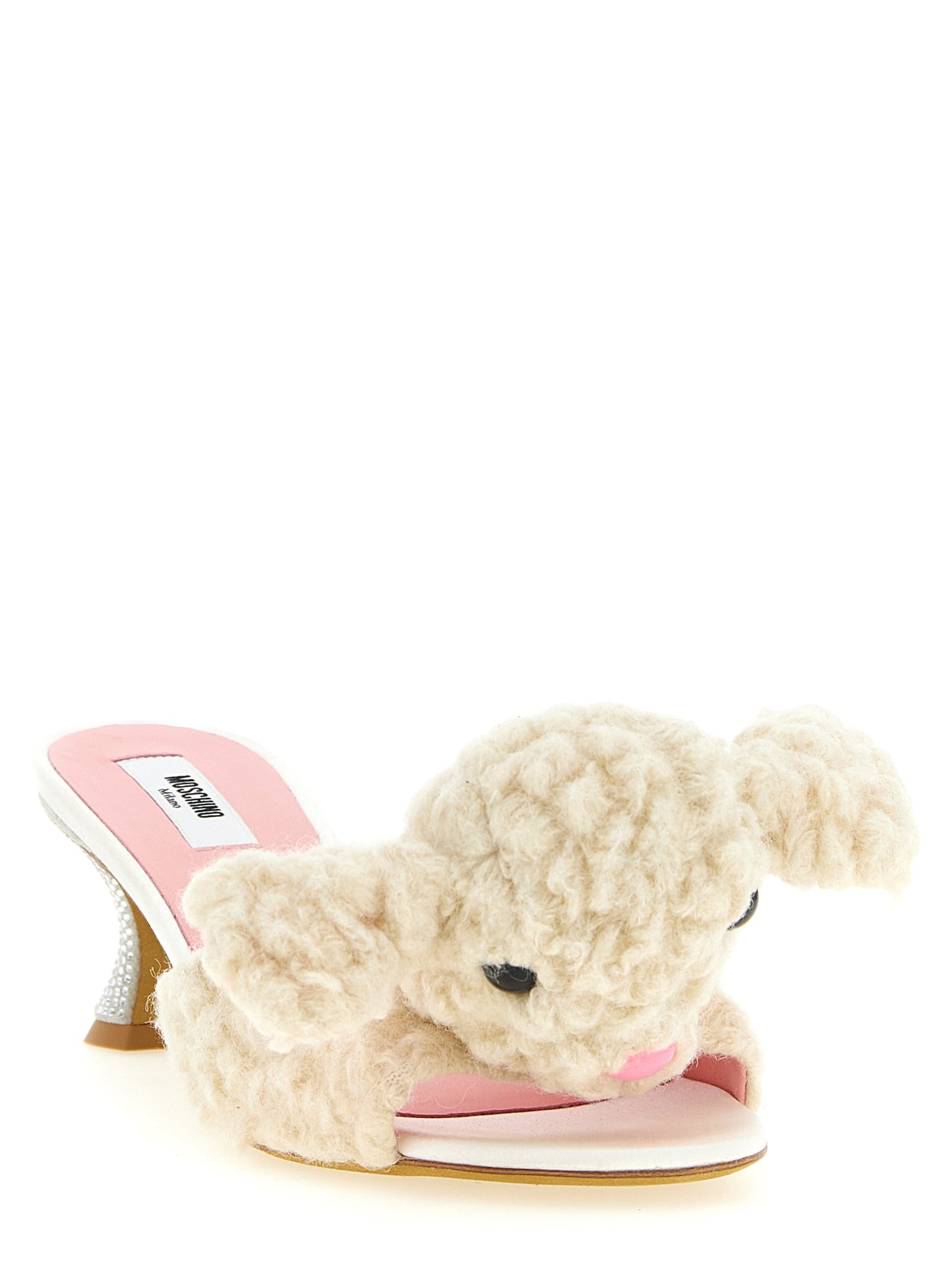 Moschino Mules de Lana Virgen Blancas