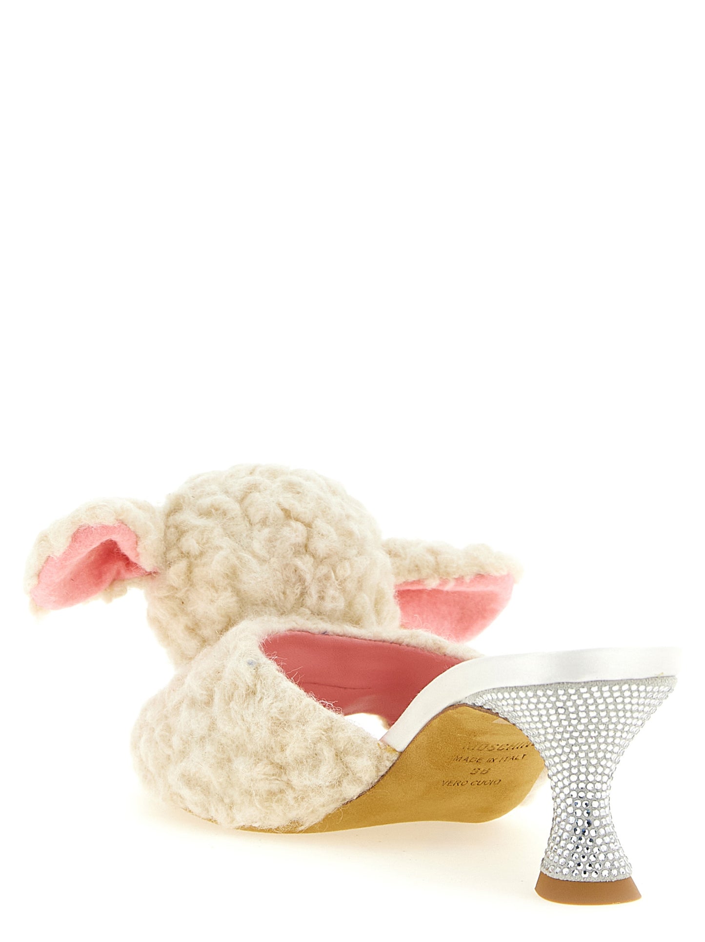 Moschino Mules de Lana Virgen Blancas