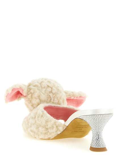 Moschino Mules de Lana Virgen Blancas