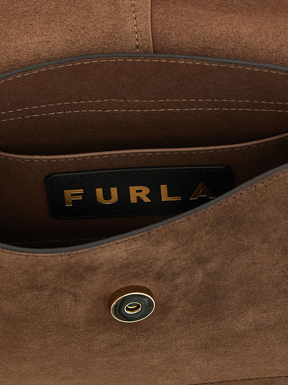Furla Flow M Brown Calfskin Handbag