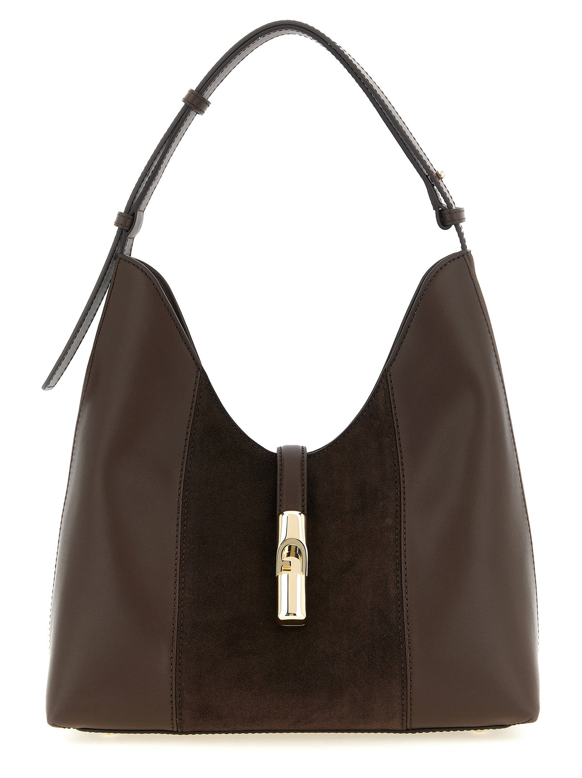 Furla Sac Porté Épaule En Cuir De Veau Marron Modèle Goccia M