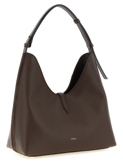Furla Sac Porté Épaule En Cuir De Veau Marron Modèle Goccia M