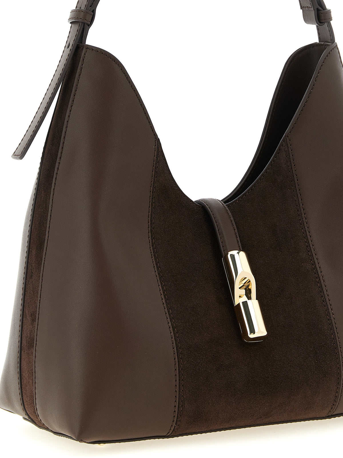 Furla Sac Porté Épaule En Cuir De Veau Marron Modèle Goccia M