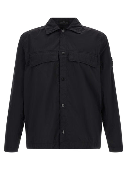 Camisa Stone Island Poliamida Negra Básica Moderna