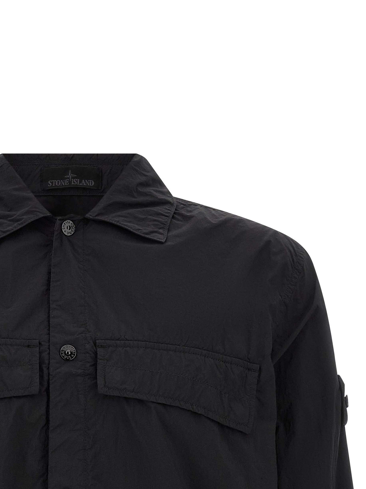 Camisa Stone Island Poliamida Negra Básica Moderna
