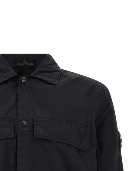 Camisa Stone Island Poliamida Negra Básica Moderna