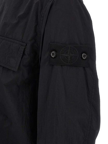 Camisa Stone Island Poliamida Negra Básica Moderna
