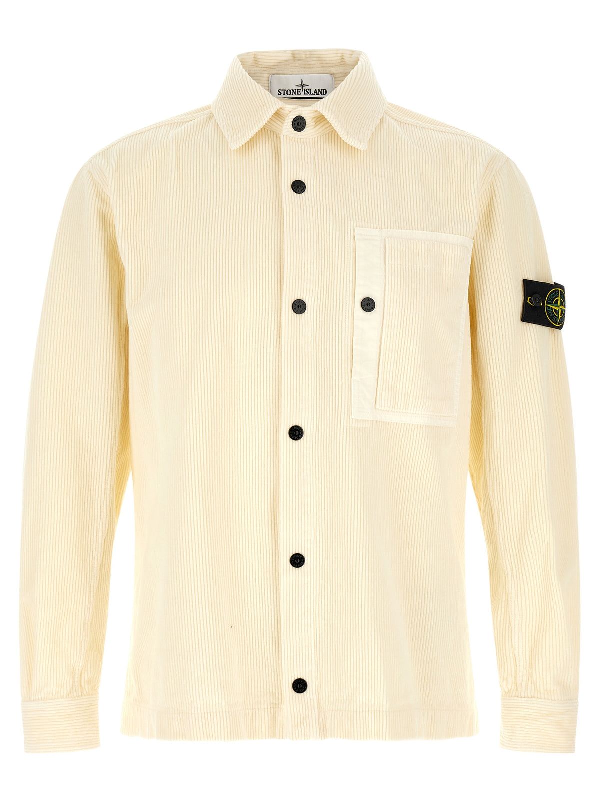 Surchemise Stone Island blanche en coton texturé côtelé