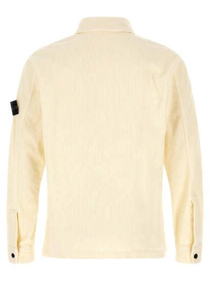 Surchemise Stone Island blanche en coton texturé côtelé