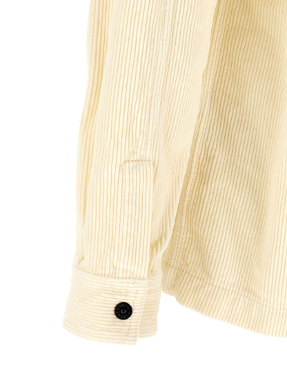 Surchemise Stone Island blanche en coton texturé côtelé